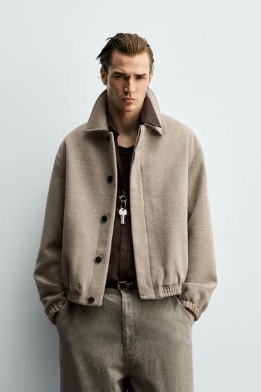REGULAR FIT TEXTURED JACKET - Taupe grey by Zara