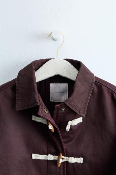ZARA TIMELESS - WAXED-EFFECT FROG FASTENING JACKET - Aubergine by Zara