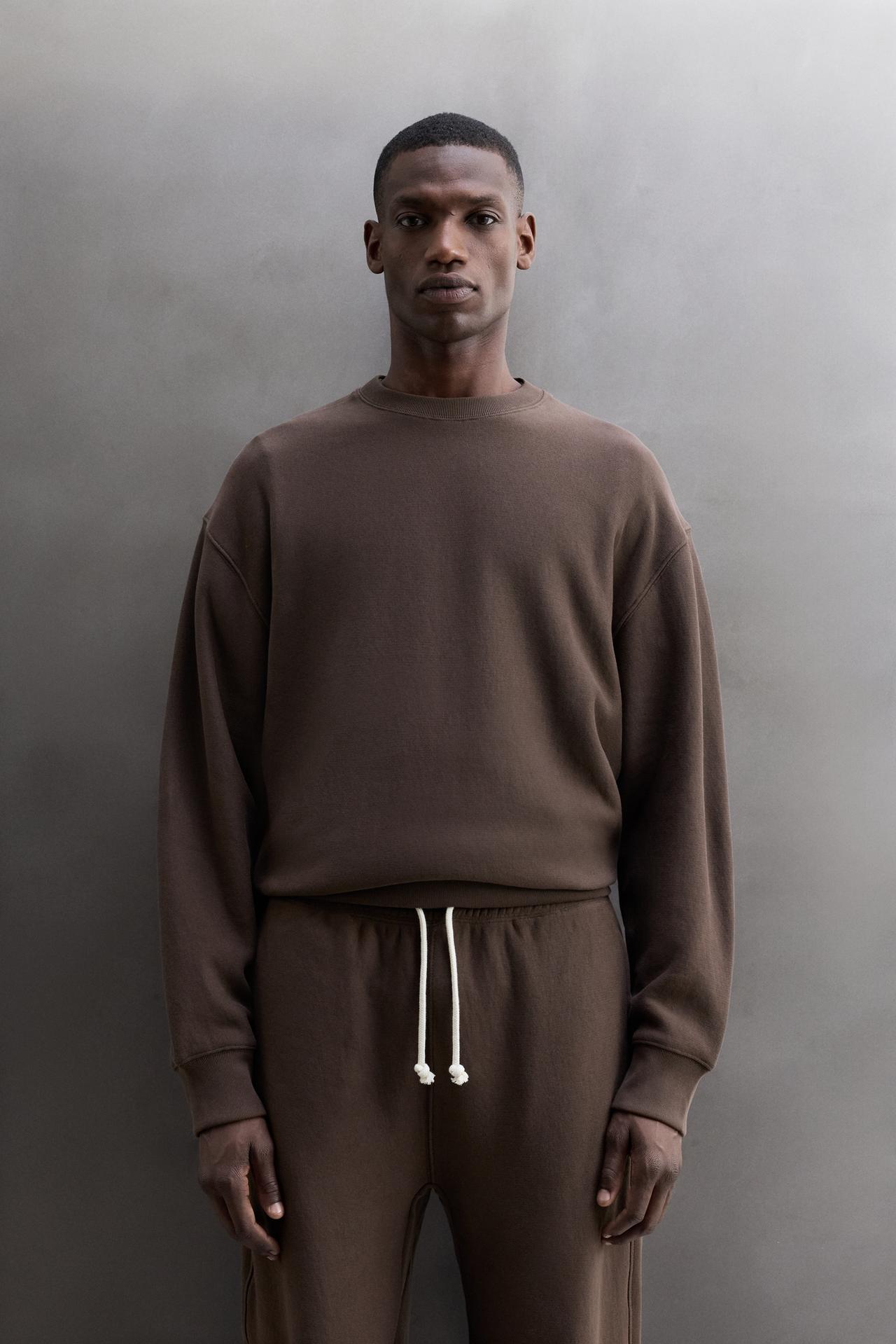 RELAXED FIT CREWNECK SWEATSHIRT — Brown