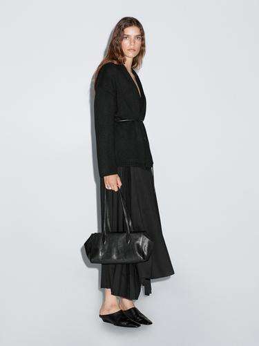 Falda asimétrica tablas - Negro de Zara