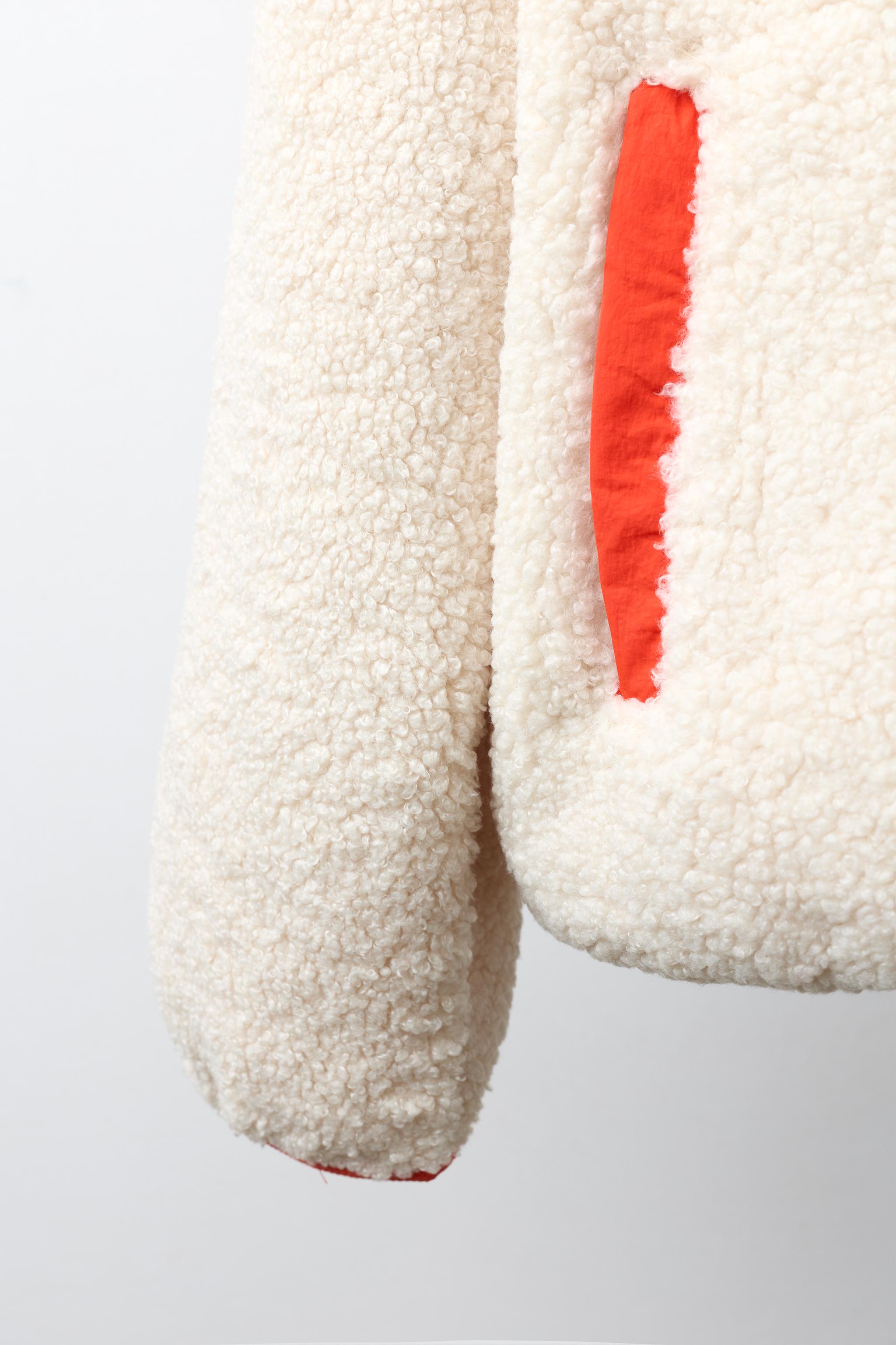 COLORBLOCK FAUX SHEARLING JACKET