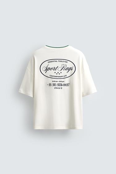 T-SHIRT IMPRIMÉ CONTRASTANT - Blanc cassé de Zara - Image 7