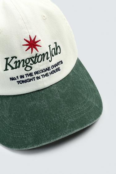 WASHED CAP WITH CONTRAST EMBROIDERED TEXT - Ecru by Zara - Image 5