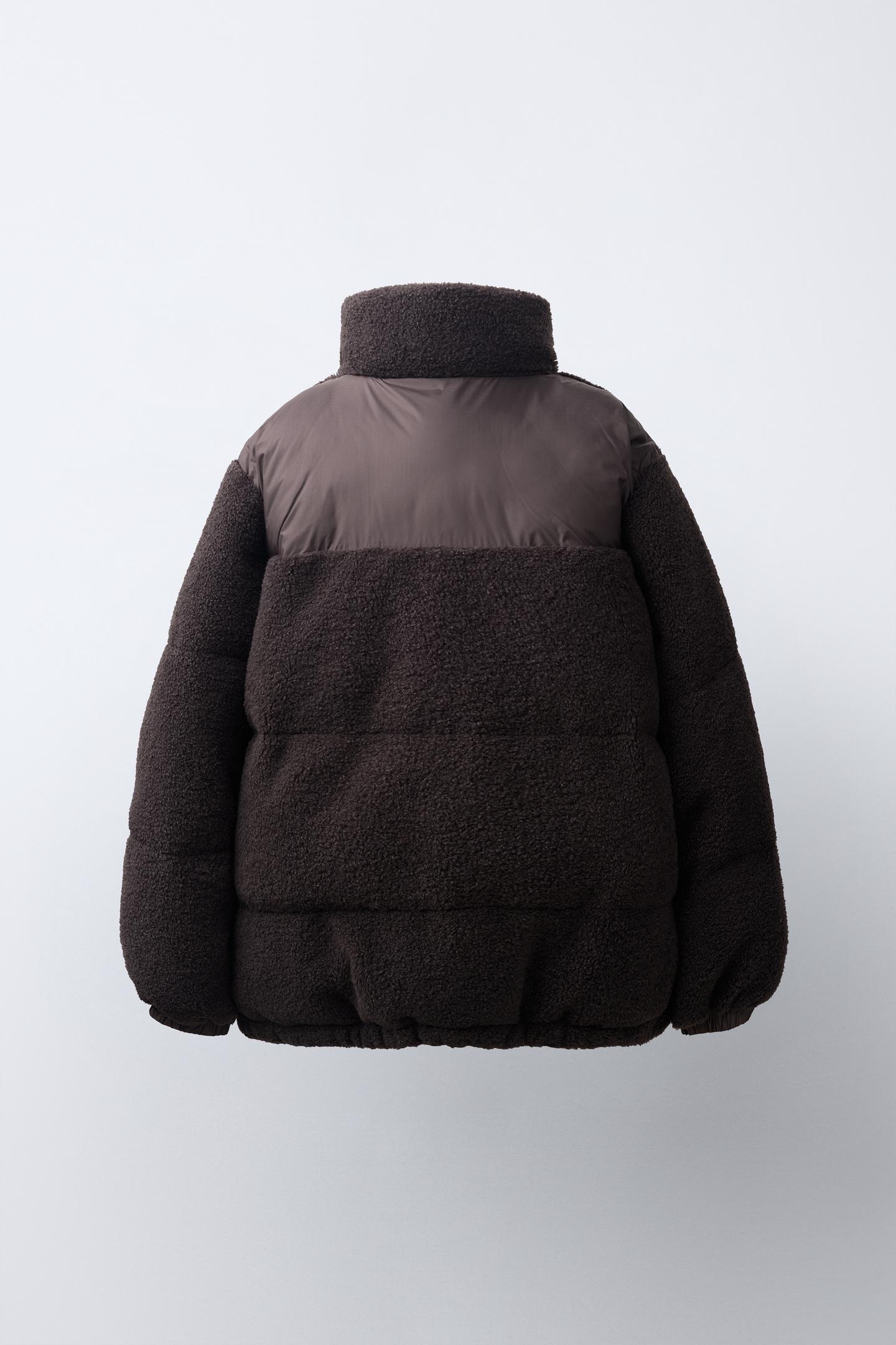 Детская куртка Zara Combined Quilted Shearling, цвет: Коричневый — фото 4