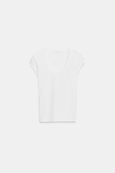 Zara PLAIN COTTON T-SHIRT - White