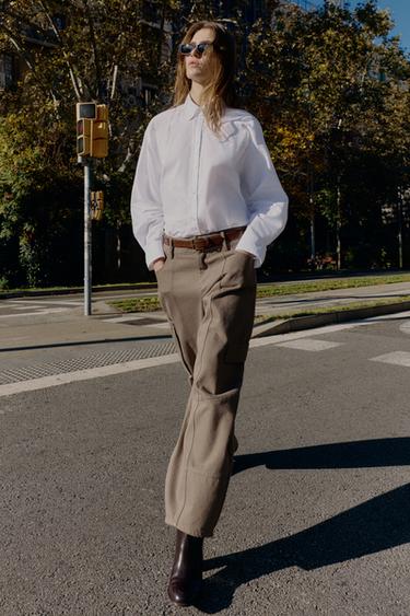 CALÇA GLOBO CARGO - Marrom / Toupeira da Zara