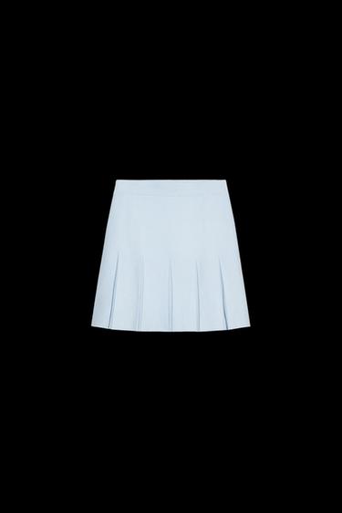 FALDA MINI PUNTO TABLAS - Azul claro de Zara - Imagen 0