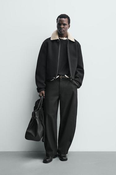 CAZADORA EFECTO NEOPRENO COLO COMBINADO - Negro de Zara