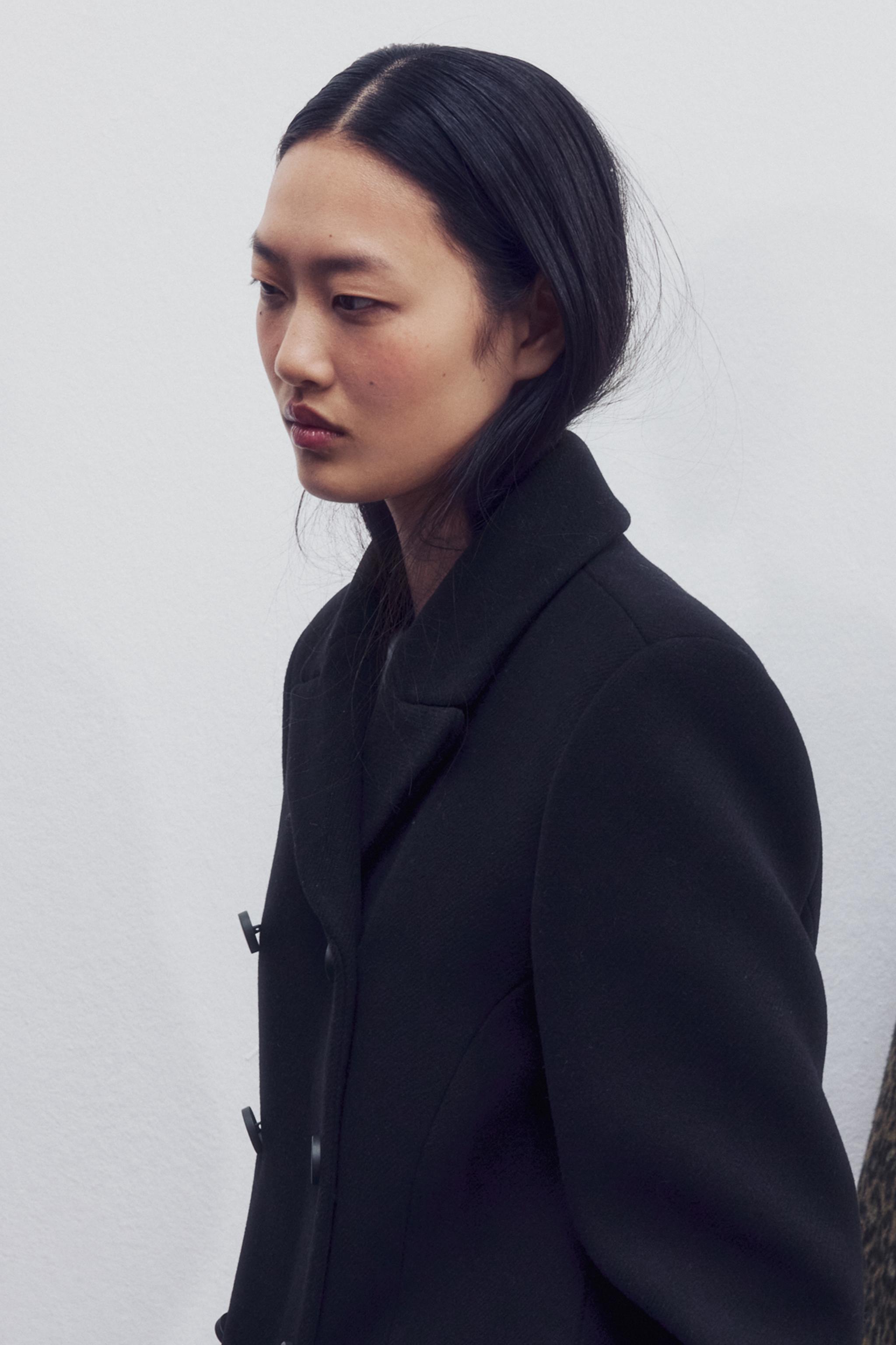 ZW COLLECTION ショート丈ウール混コート - ブラック | ZARA Japan / 日本