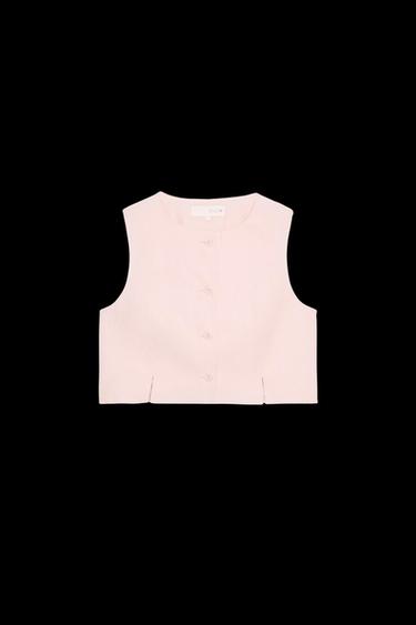 SHORT WAISTCOAT WITH VENTS - Pink by Zara