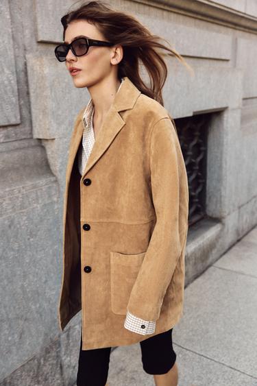 100% SUEDE LEATHER JACKET - camel by Zara