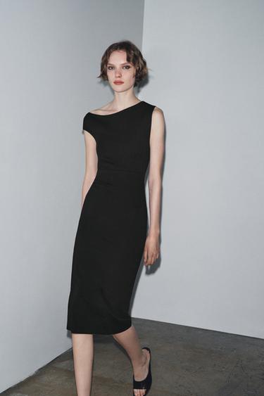 GATHERED MIDI DRESS - Black by Zara - Image 0