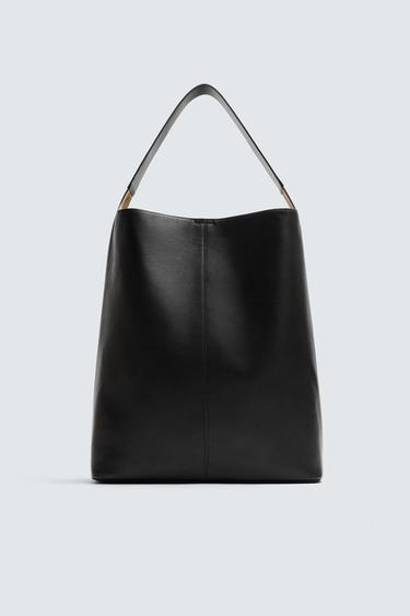 BOLSO SHOPPER PIEL - Negro de Zara