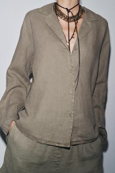CHEMISE 100 % LIN COLLECTION ZW - Gris taupe de Zara - Image 2