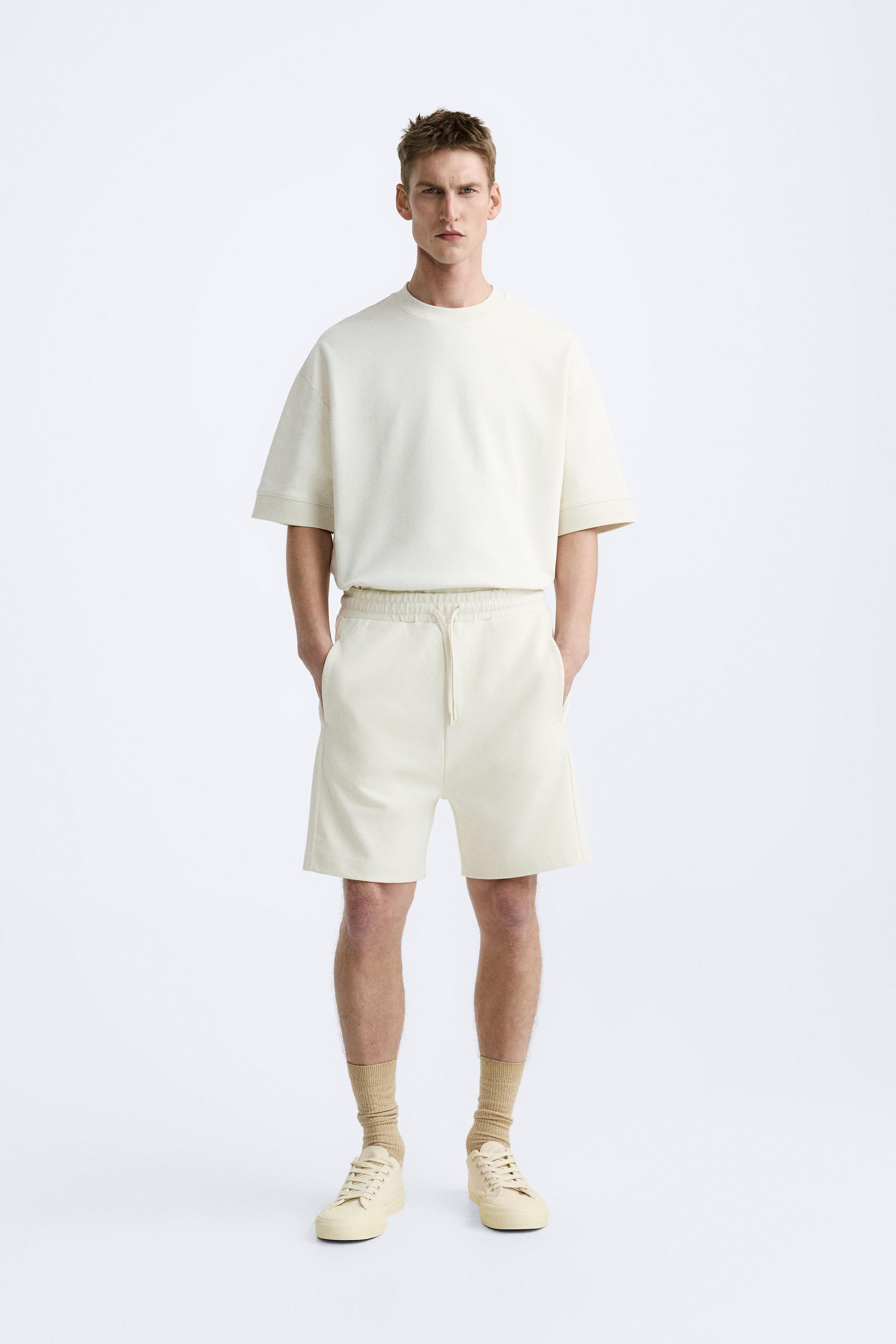 COMPACT JOGGER BERMUDA SHORTS Oyster white ZARA Australia