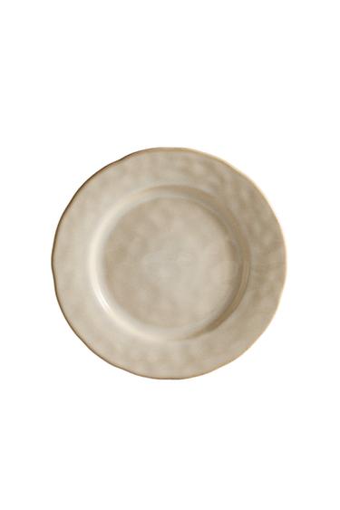 FLACHER TELLER AUS STEINGUT MIT UNREGELMÄSSIGEM RAND - Cremefarben von Zara