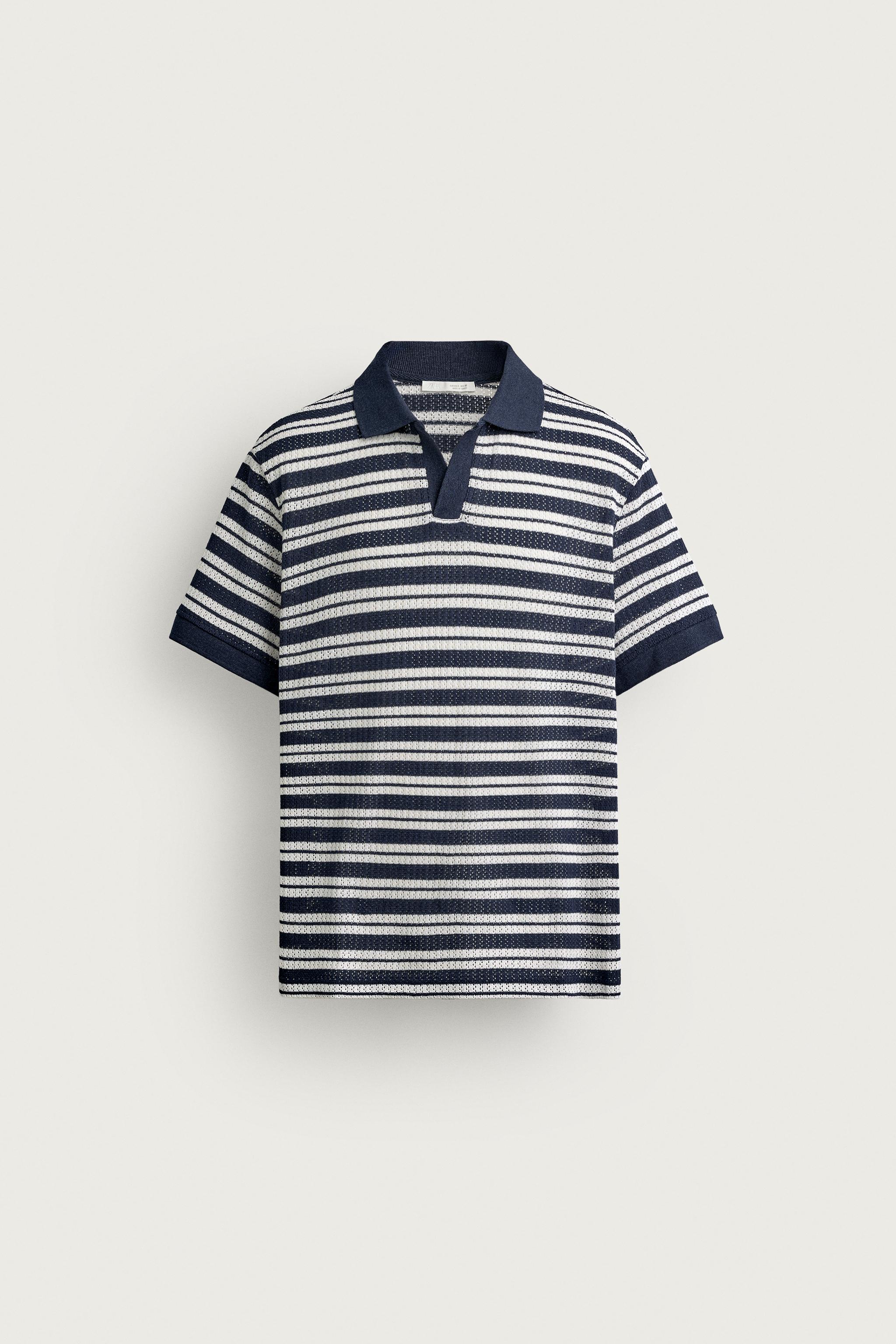Мужские рубашки Zara OPEN-STITCH REGULAR FIT POLO SHIRT — фото 6