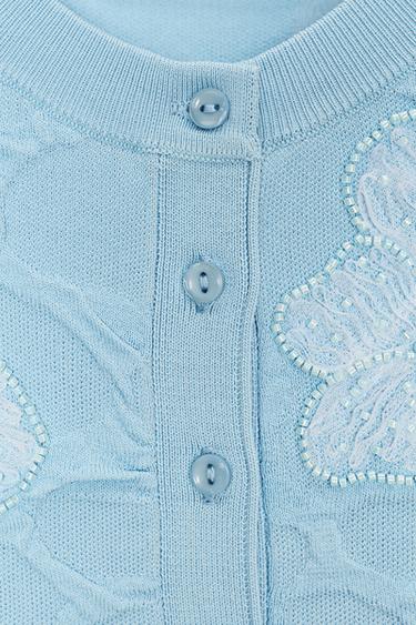 BEADED KNIT CARDIGAN - Light blue by Zara - Image 6