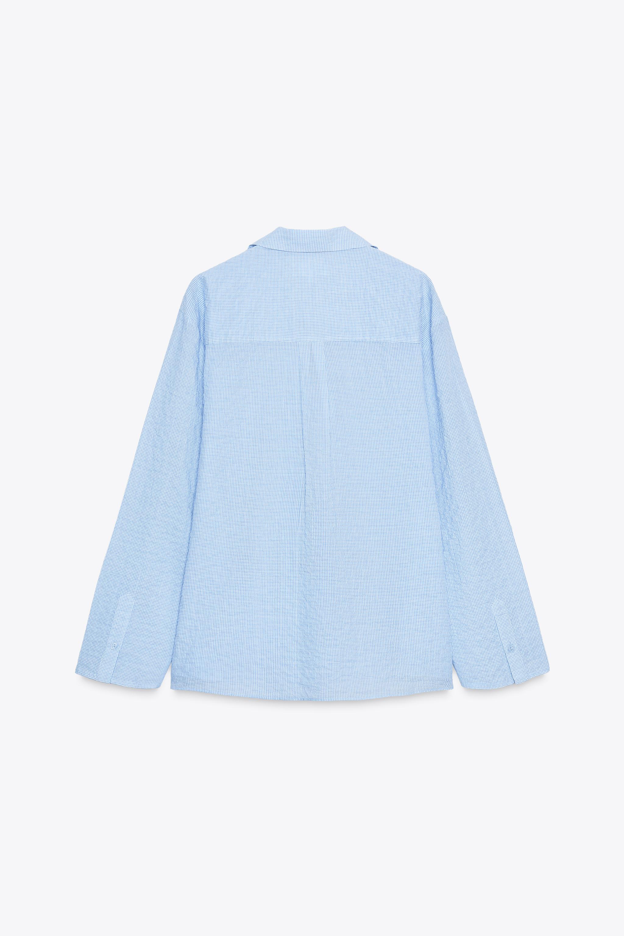 ZW COLLECTION TEXTURED OVERSIZED SHIRT - Blue / White | ZARA