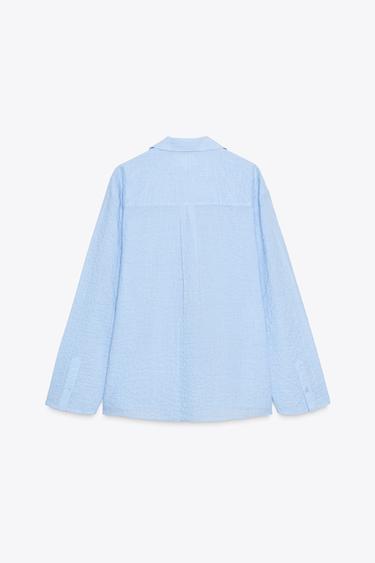 ZW COLLECTION TEXTURED OVERSIZE SHIRT - Blue/White by Zara - Image 6