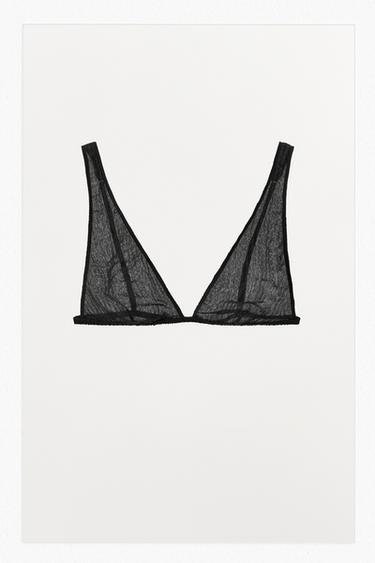 BRALETTE EN SOIE 100 % EFFET PLISSÉ - Noir de Zara