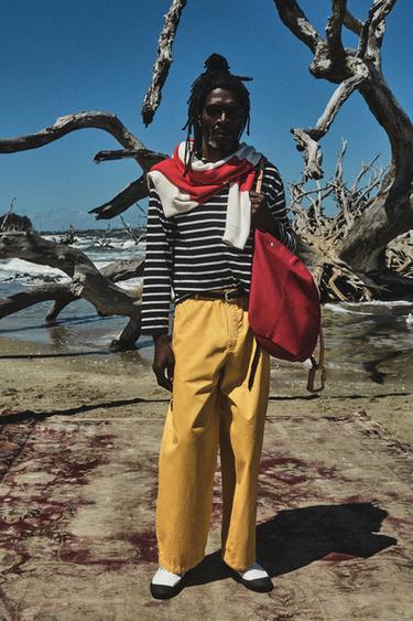 T-SHIRT JACQUARD RAYURES AARON LEVINE X ZARA - Bleu / Blanc de Zara