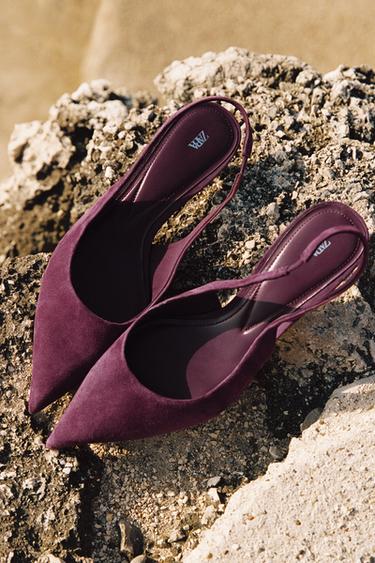 ZAPATO DESTALONADO ANTE - Morado de Zara - Imagen 0