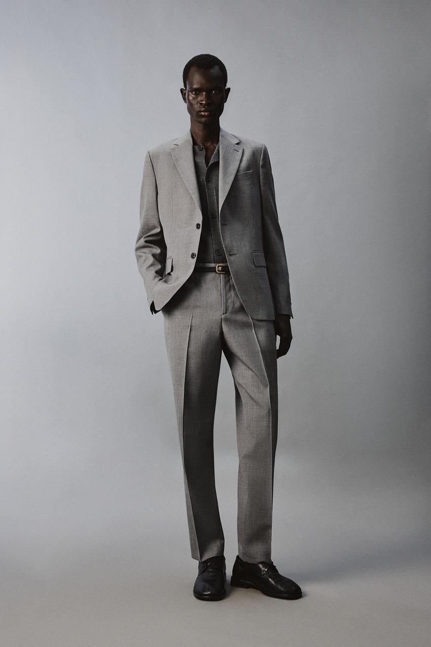 SLIM FIT TEXTURED SUIT JACKET - Gray | ZARA United States SLIM FIT TEXTURED SUIT JACKET - Gray | ZARA United States