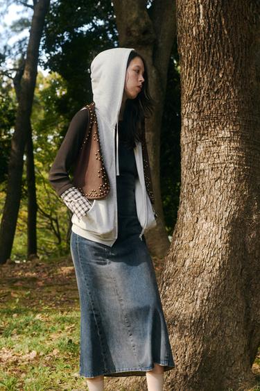FLEECE HOODED GILET - Grey marl by Zara