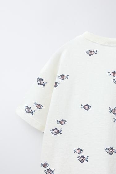 T-SHIRT À IMPRIMÉ POISSONS - Écru de Zara - Image 3