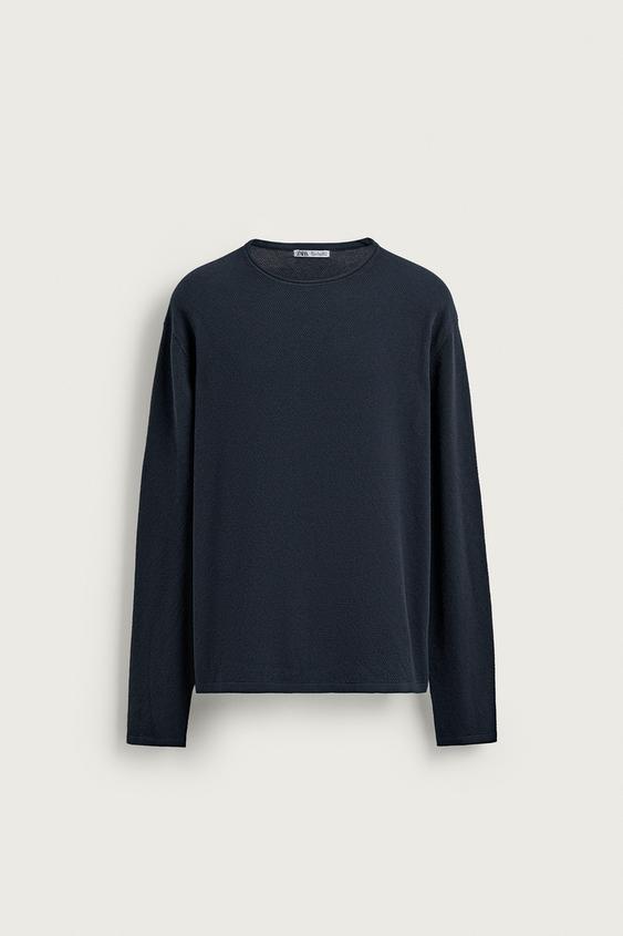 JERSEY RELAXED FIT ESTRUCTURA - Marino de Zara - Imagen 0