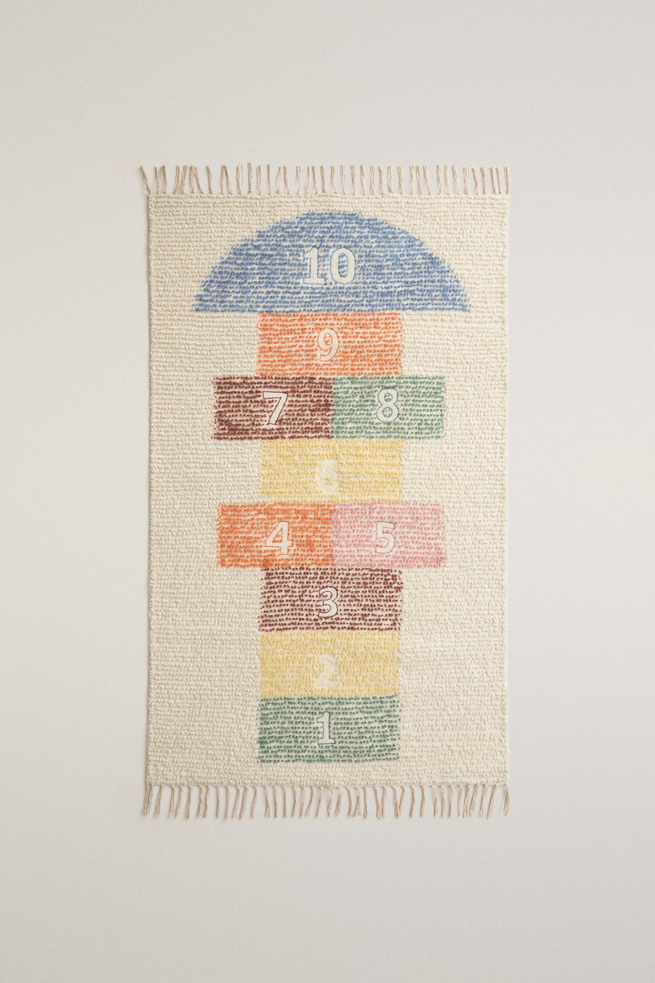 KIDS' HOPSCOTCH WOOL AREA RUG — Light beige