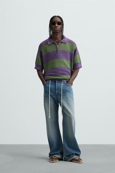 POLO PUNTO CALADO RAYAS - Violeta de Zara - Imagen 0