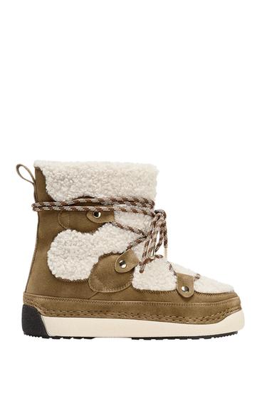 Zara CONTRASTING ANKLE BOOTS SKI COLLECTION - Sandy Brown