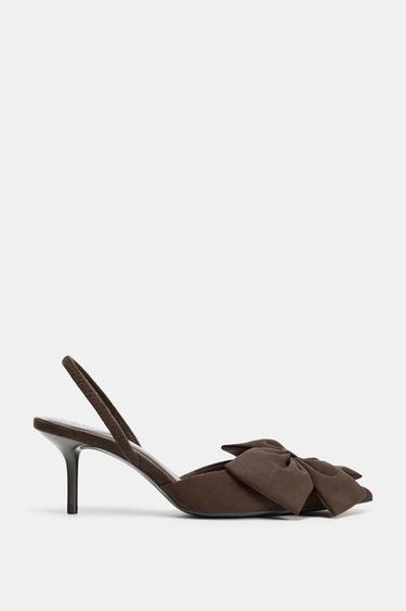 ZAPATO TACÓN DETALLE LAZO - Marrón de Zara