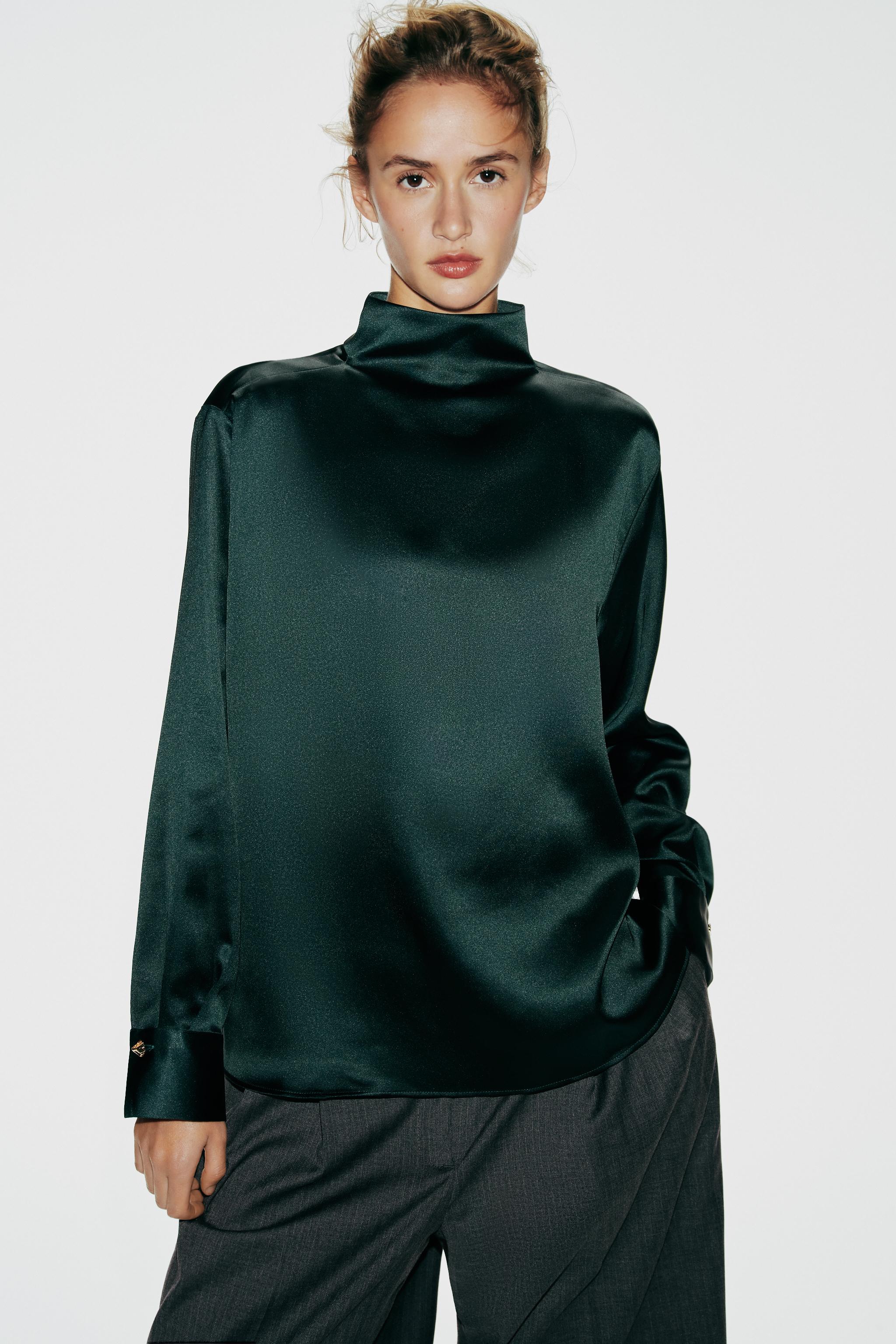 Satin High Neck Blouse by Zara