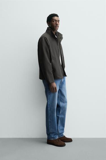 BLOUSON TECHNIQUE MÉLANGE COTON - Kaki foncé de Zara - Image 3