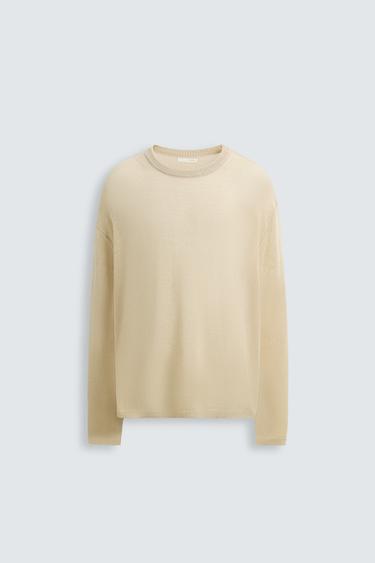SUÉTER RELAXED FIT SEMITRANSPARENTE - Bege-claro da Zara