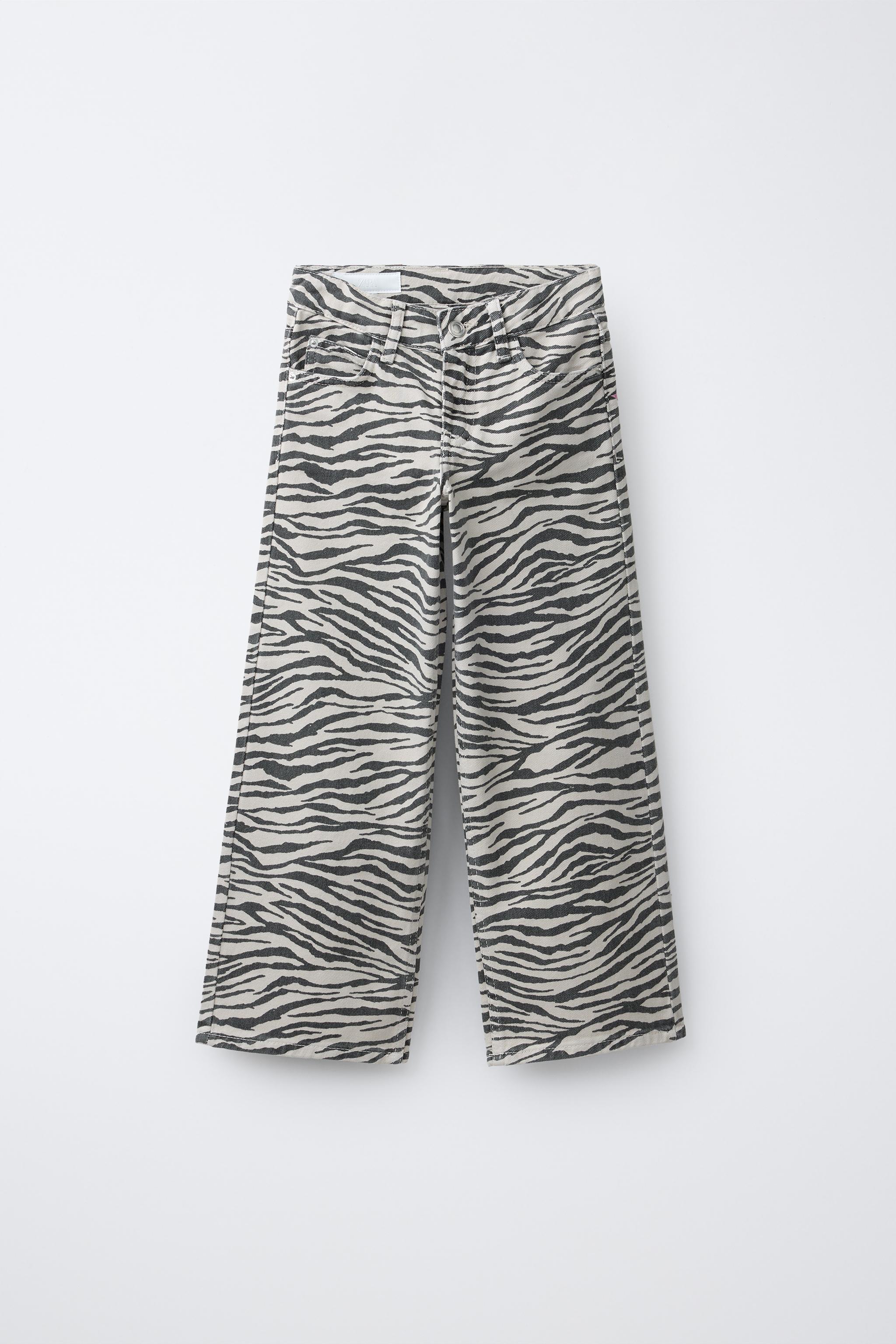 ZEBRA PRINT WIDE LEG JEANS