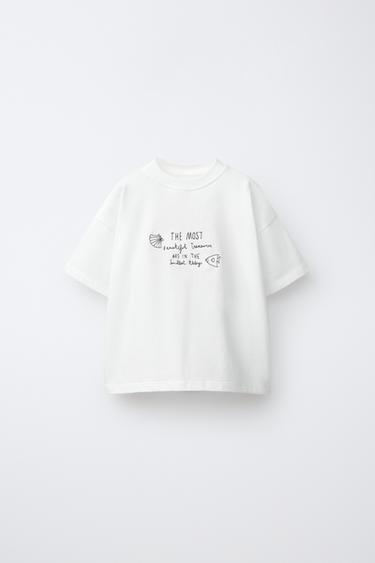 EMBROIDERED TEXT T-SHIRT - White by Zara - Image 0