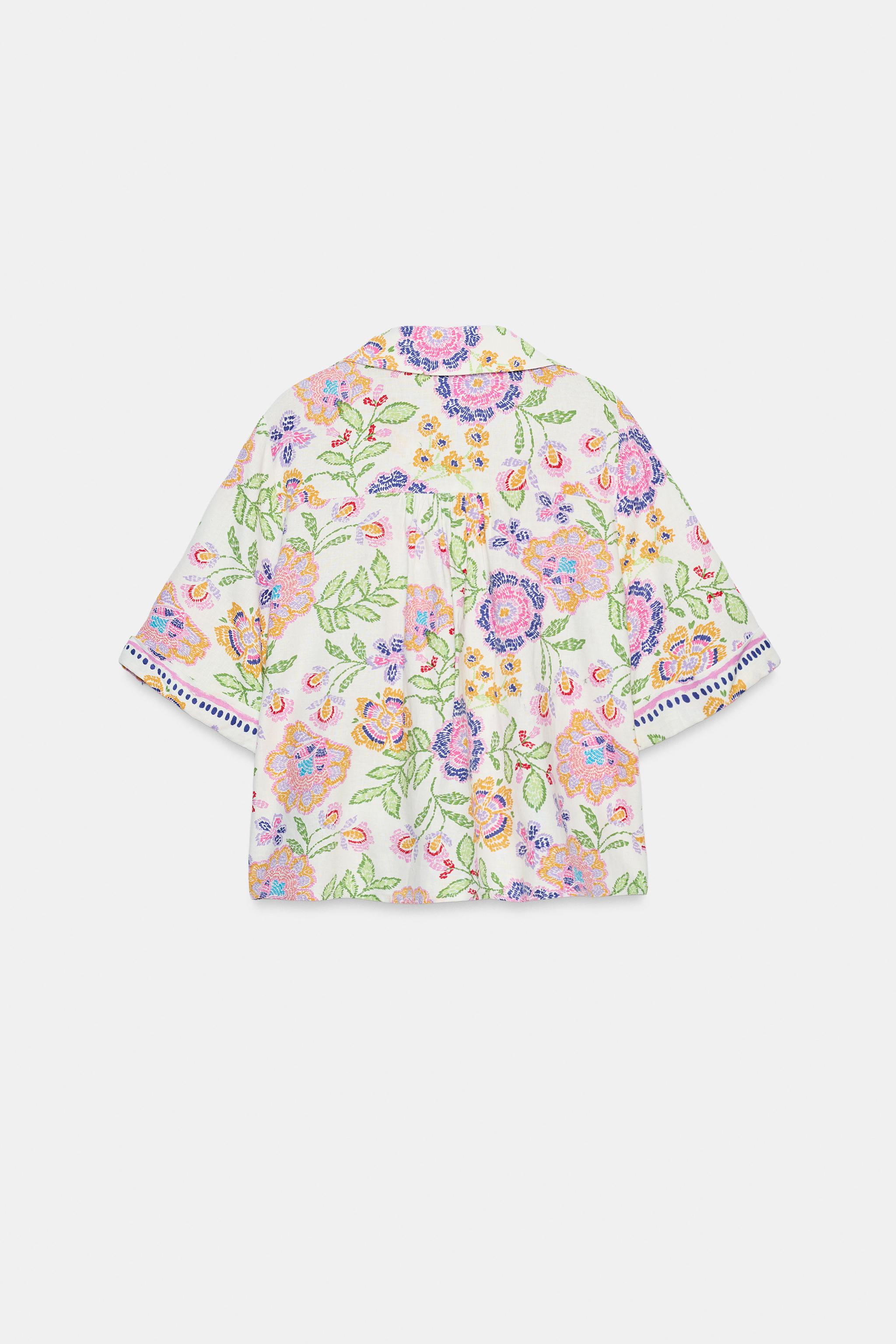 CHEMISE À IMPRIMÉ FLEURI AVEC LIN