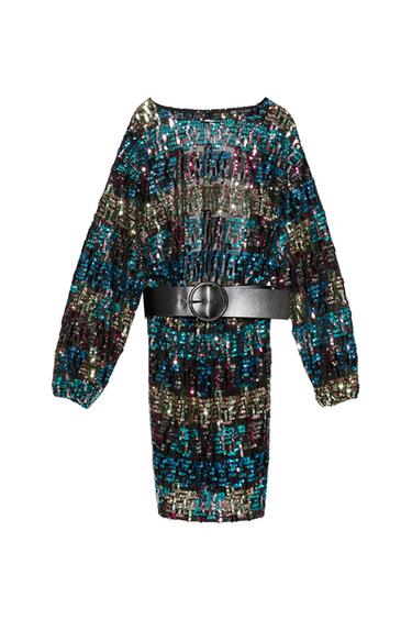 SEQUINNED DRESS WITH BELT