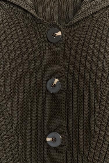 RIB KNIT CARDIGAN WITH BUTTONS - Dark khaki de Zara - Image 4
