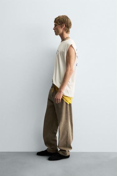 WASHED PRINT TANK TOP - Oyster-white by Zara - Image 3