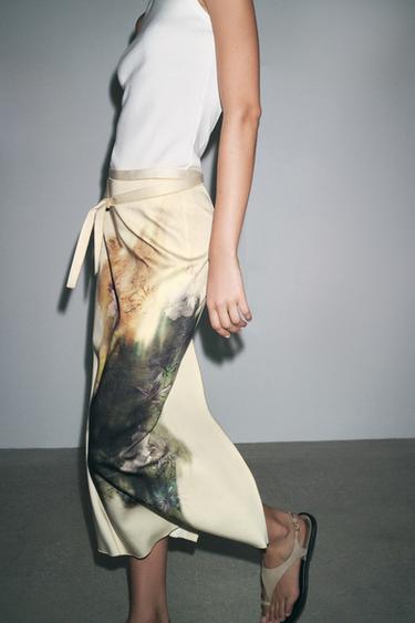 FALDA MIDI ESTAMPADA ZW COLLECTION - Estampado de Zara