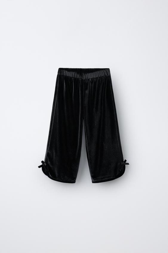 Zara PLIŠANE SUKNJA-PANTALONE SA MAŠNAMA – Crna – Slika 0