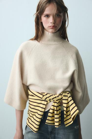 JERSEY PUNTO CUELLO SUBIDO - Crudo de Zara