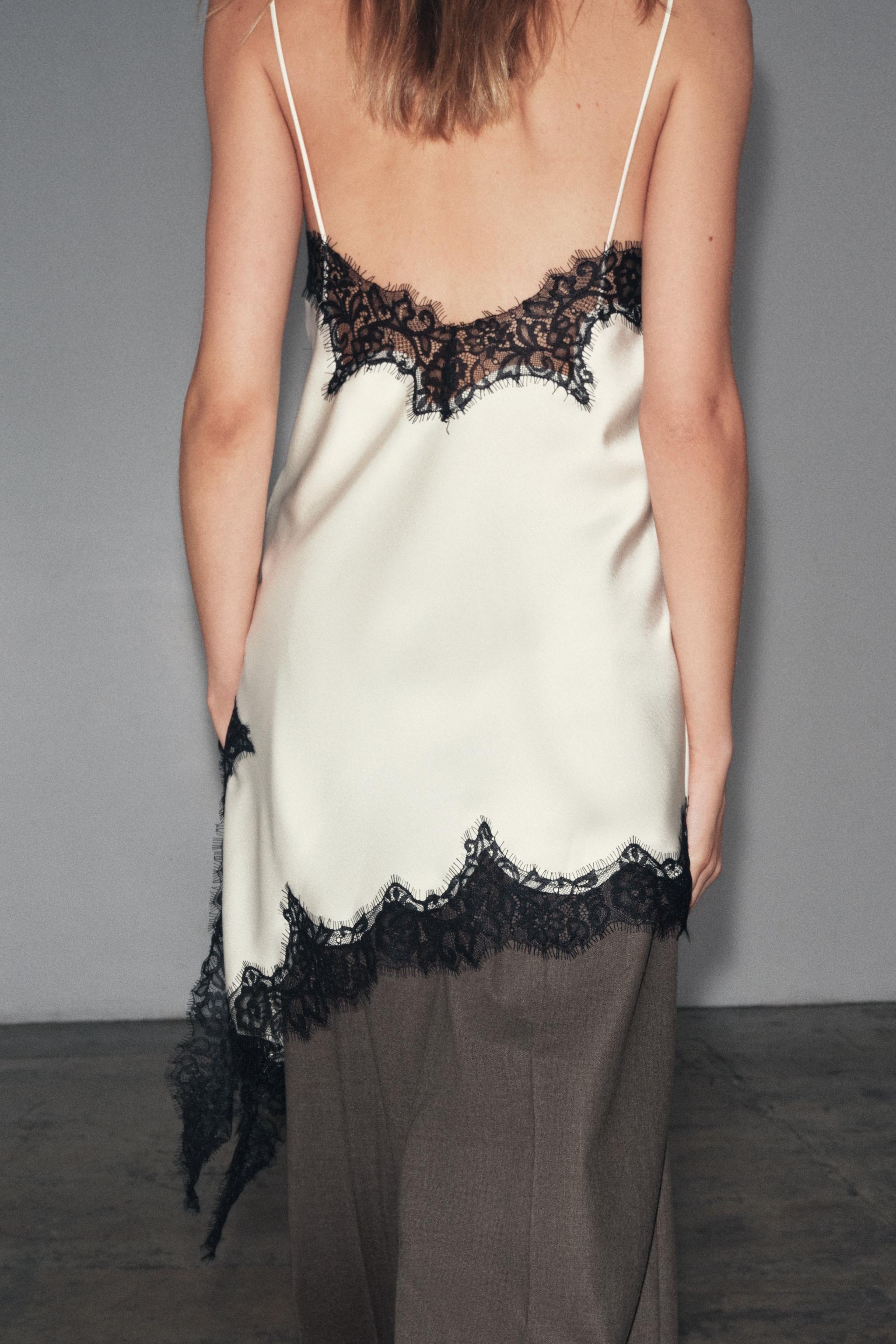 ZW COLLECTION アシンメトリーレースワンピース - エクリュ/ブラック