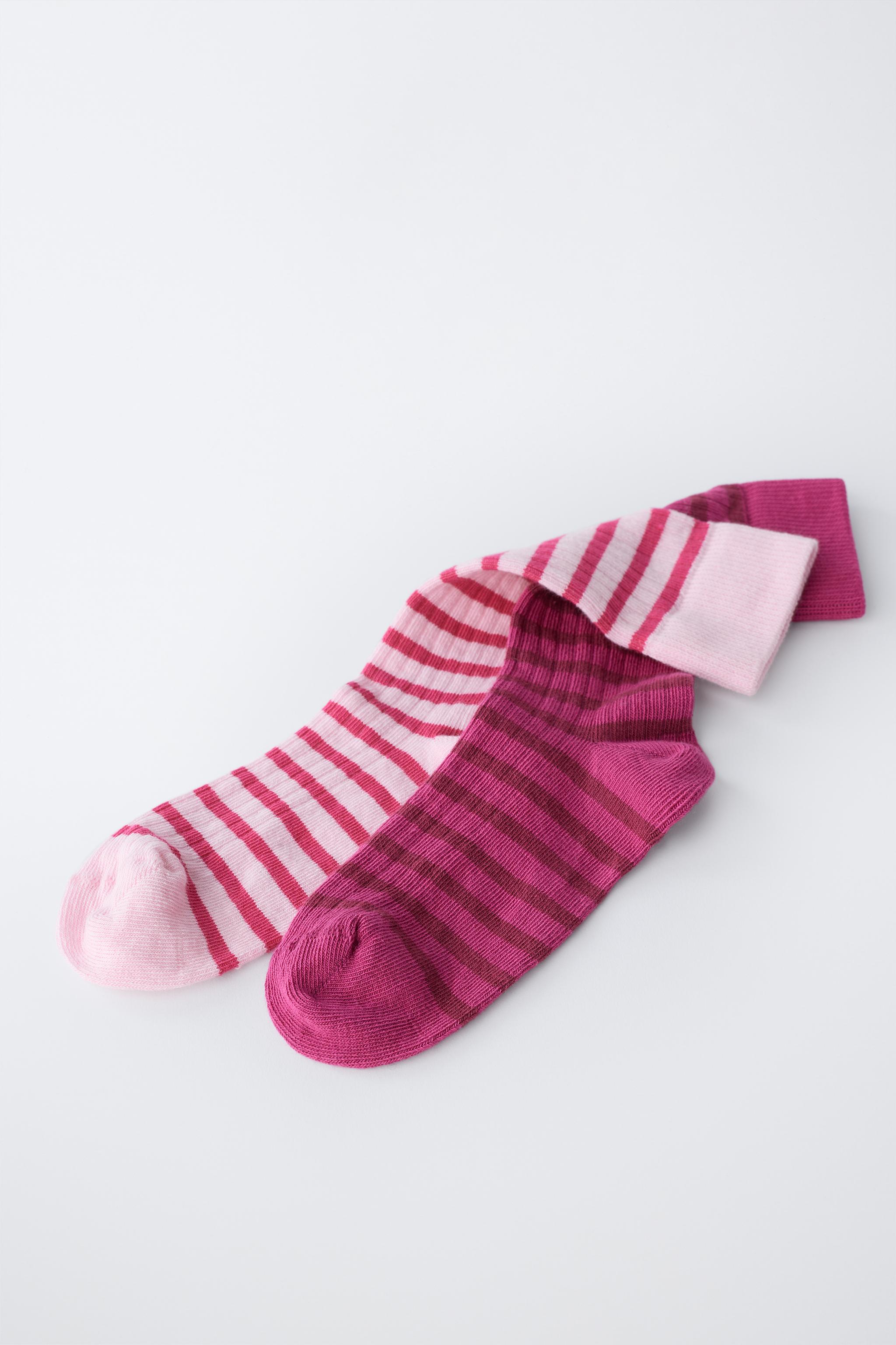 LOT DE DEUX PAIRES CHAUSSETTES MONTANTES À RAYURES