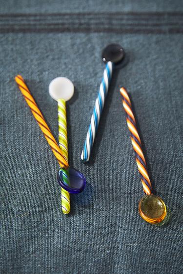 Zara SET OF SPIRAL GLASS DESSERT SPOONS (SET OF 4) - Brown